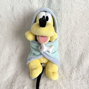 Disney Parks Babies Pluto Plush Toy With Blanket Bone 11” Stuffed Animal